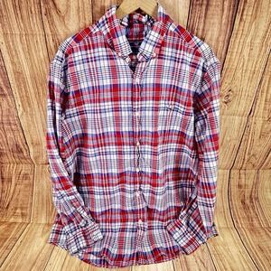 Vineyard Vines Tucker Shirt Men Plaid Button Down Long Sleeve BLUE RED‎ XL